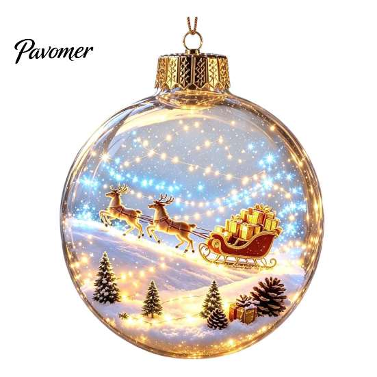 Seasonal Home Decor Ornaments 3D Christmas Animal Faux Crystal Ball Ornament, Lighted Acrylic Hanging Unique Holiday Gift Souvenirs with Hedgehog