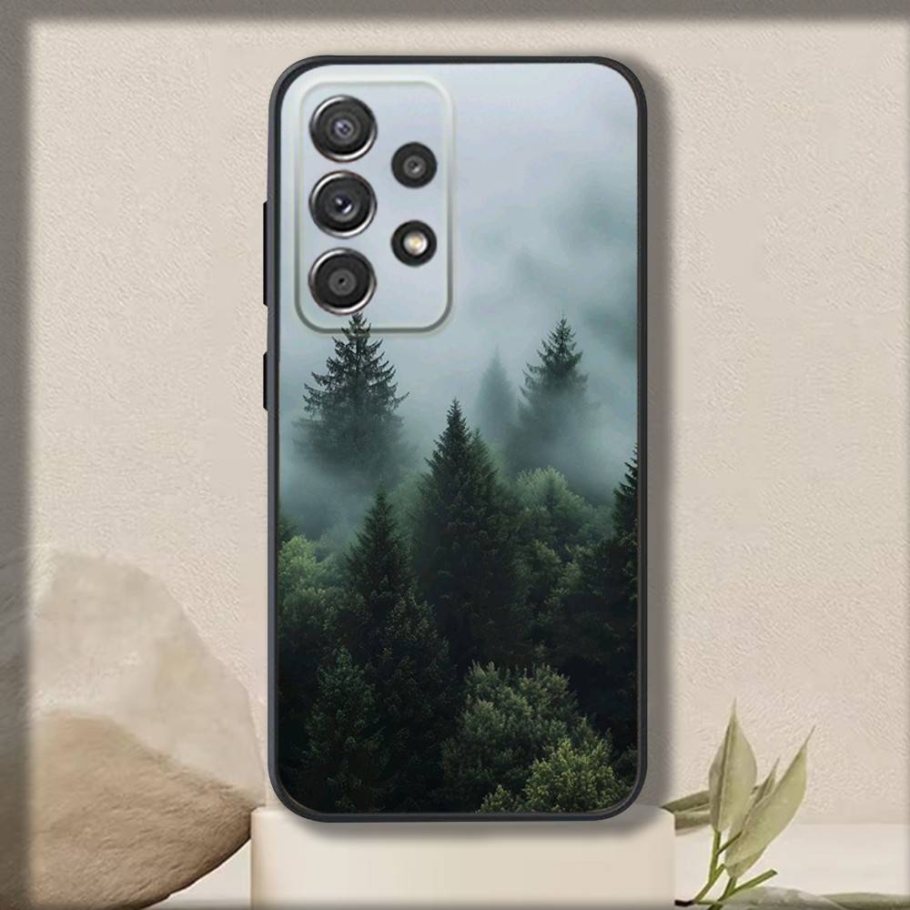 Art Forest Mountains Phone Case For Samsung S 25,24,23,22,30,21,10,9,Ultra,Plus,Lite,FE,4,5 G Soft Black Case