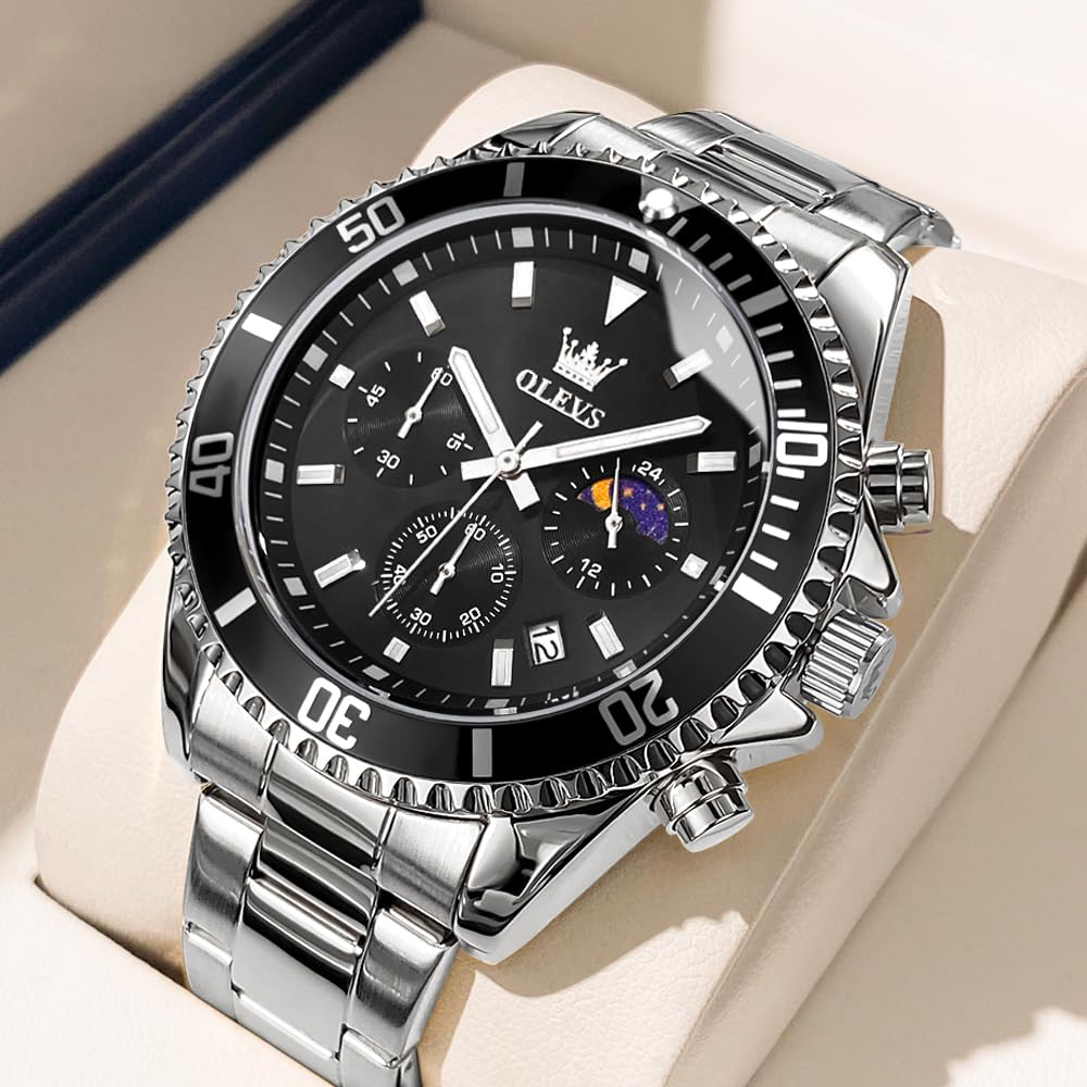 OLEVS Men's Waterproof Analog Quartz Wristwatch Lightweight Easy to Read Date Day Father's Day Gift