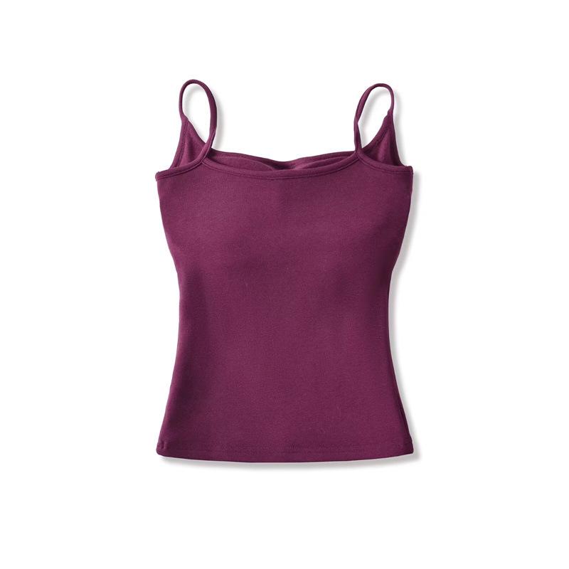 Canotta Calda in Pile da Donna Stile Spicy Girl: Top aderente, elasticizzato, senza maniche con coppe al seno per Autunno/Inverno