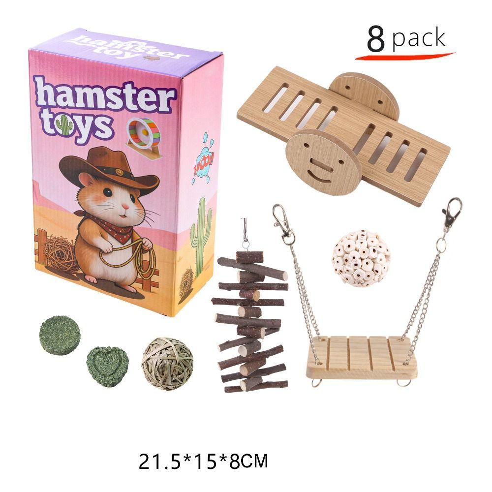Bite Resistant Hamster Chew Toys Multi Piece Set Interactive Small Animal Toy Set Teeth Grinding Colorful Wooden Pet Toys