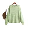 Women's Autumn Winter Knitted Pullover Sweater O-neck Full Sleeve Loose Knitwear Top Solid Color