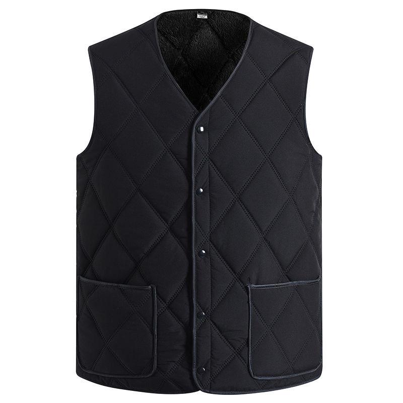 Large Size Vest Dad Wears Autumn and Winter Men's Vest Plus Velvet Thickened Warm Vest To Prevent Cold