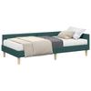 Corner Bed Frame with Mattress 2 Pcs Green Fabric