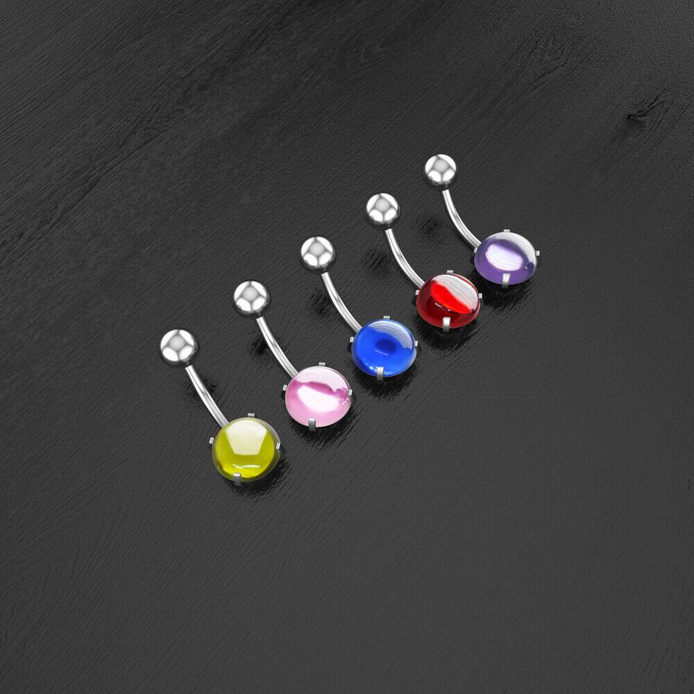 5 Color Belly Bars Navel Button Bar Piercing Jewellery Ring Surgical Steel Crystal Ball