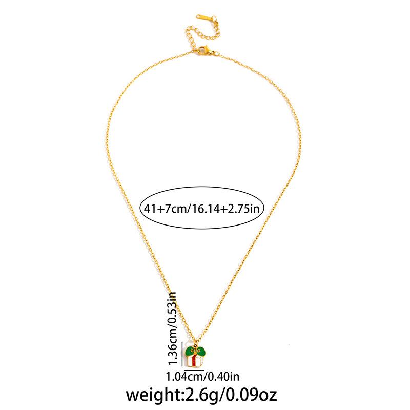 Collier avec Pendentif Renne de Noël à Gouttes d'Huile et Nœud, Boîte Cadeau pour Femme - Bijou Élégant Chaîne de Clavicule Européenne et Américaine.