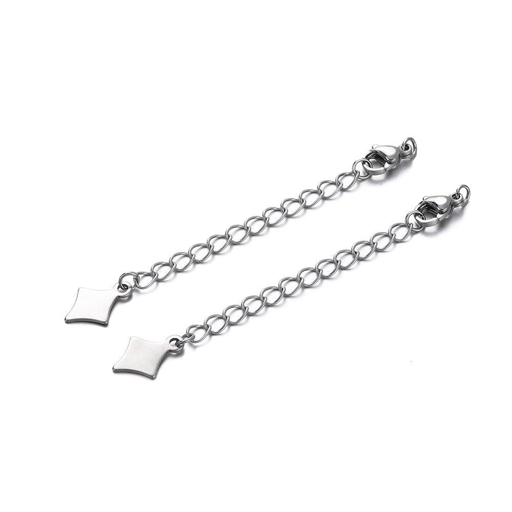 10pcs Stainless Steel Extension Extended Tail Chains Lobster Clasps Connectors DIY Jewelry Making Findings Bracelet Necklaces