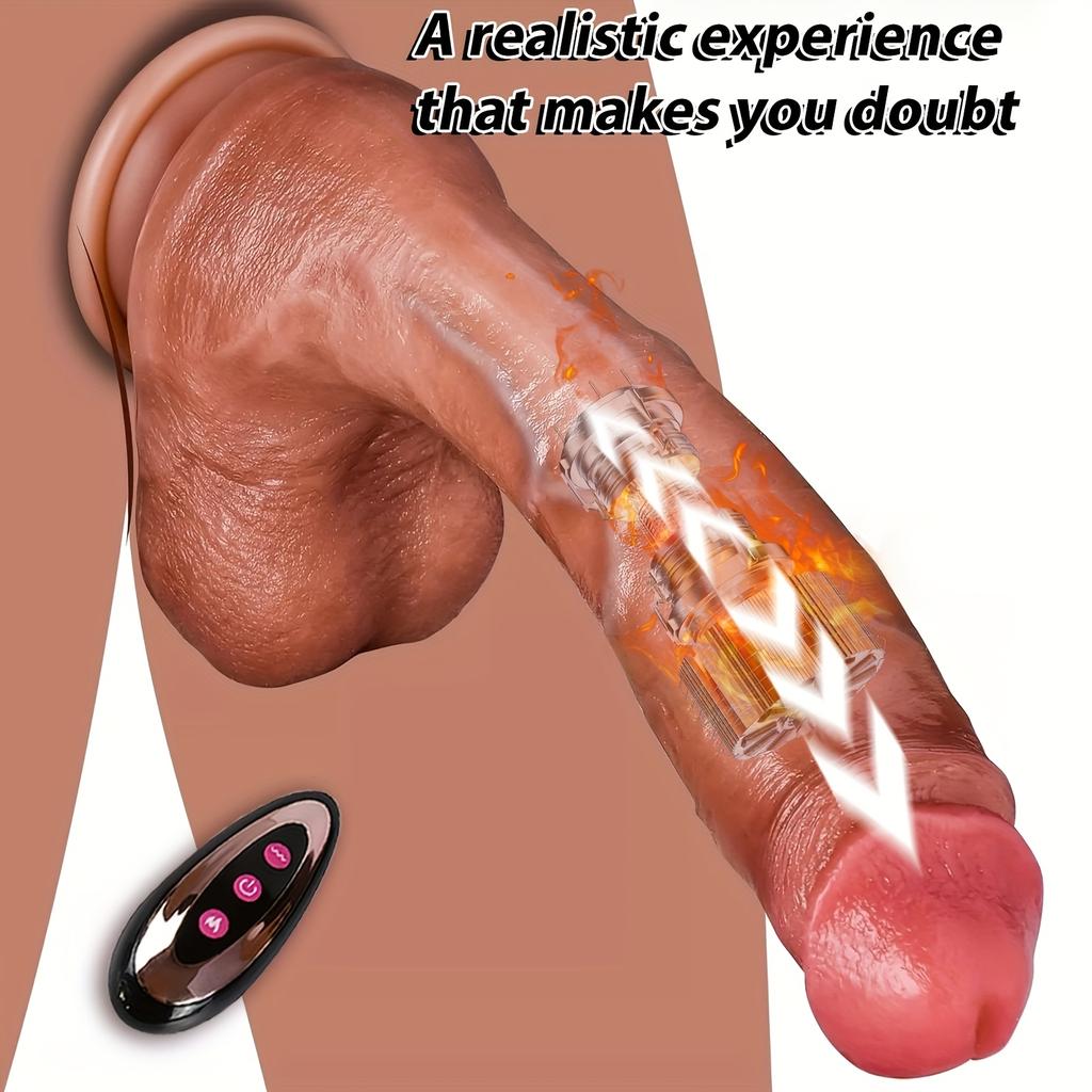 9" Thrusting Vibrating Dildo,10 Speed & Vibration Modes,Heated Suction Cup,G-Spot & Anal Stimulation,Liquid Silicone,Wireless Remote,for Women&Couples