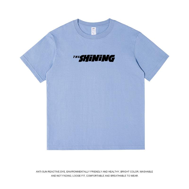 Casual Short-Sleeved T-shirt Boys Heavy Cotton Minimalist Design Letter Printing T-shirt Top Female Summer