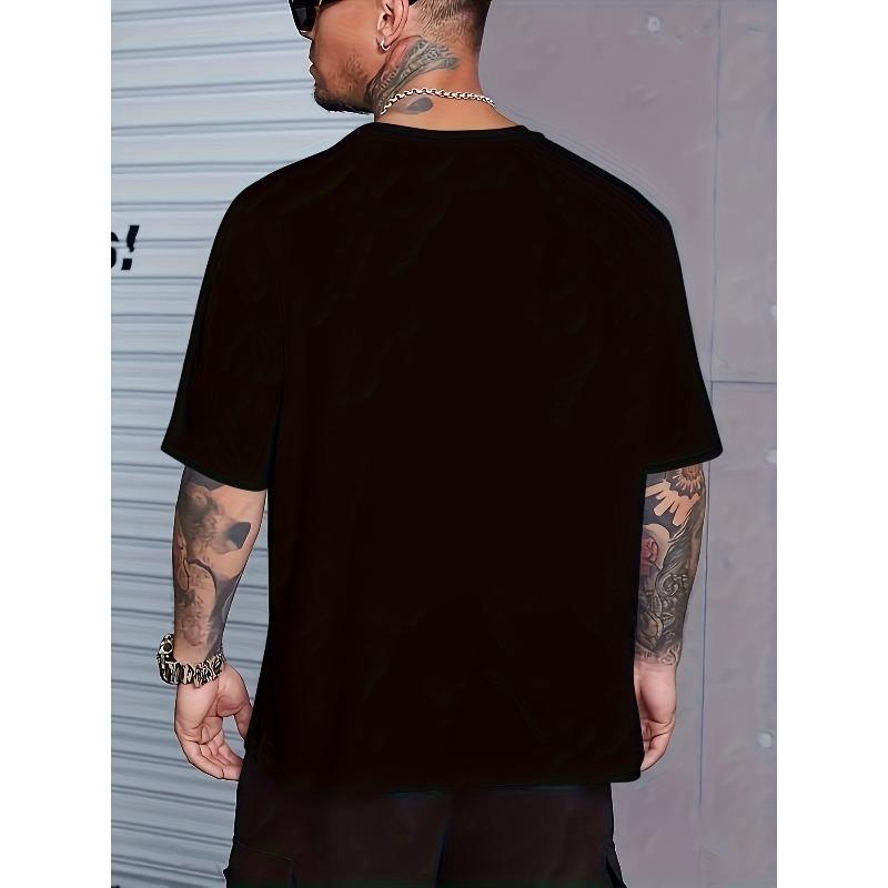 European Sizes Plus Size Men's "Jesus Is" Graphic Print T-shirt Summer Short Sleeve Tees, Men's Clothing