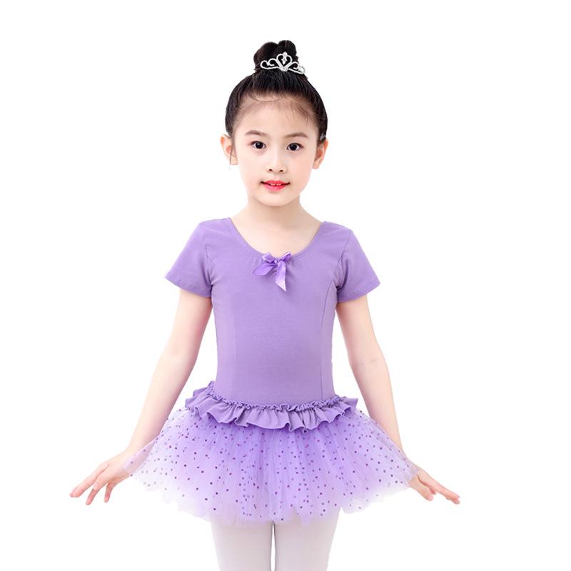 Buntes Mond-Ballett-Tanz-Outfit für Kinder – Sommerlicher kurzärmliger Gazerock für Aufführungen