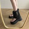 Thick-soled heightening open-toe cool boots Roman pant boots short boots summer new Martin boots locomotive boots sandals women's shoes