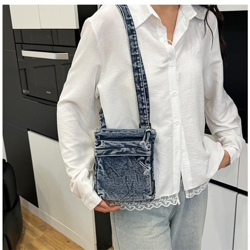Washed Denim Crossbody Fashionable Phone Bag