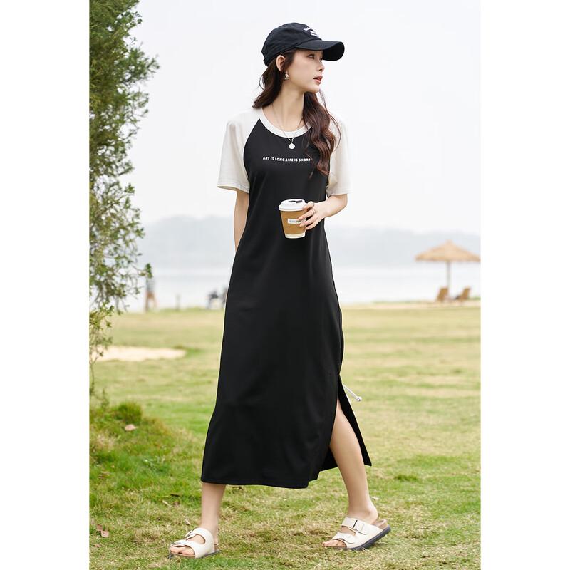 

DeMana Orange Flavor Girl Sweet-Cool Letter Print Short Sleeve T-Shirt Dress M