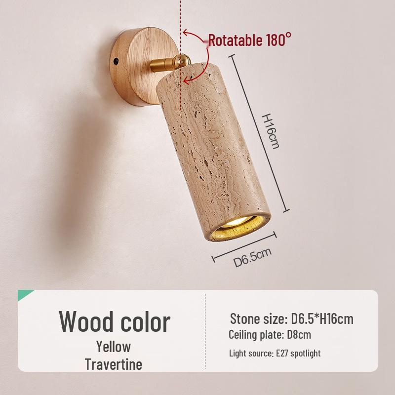 Wabi-sabi Style Yellow Travertine Wall Lamp for Bedroom, Courtyard, or Balcony - Waterproof Outdoor Light.