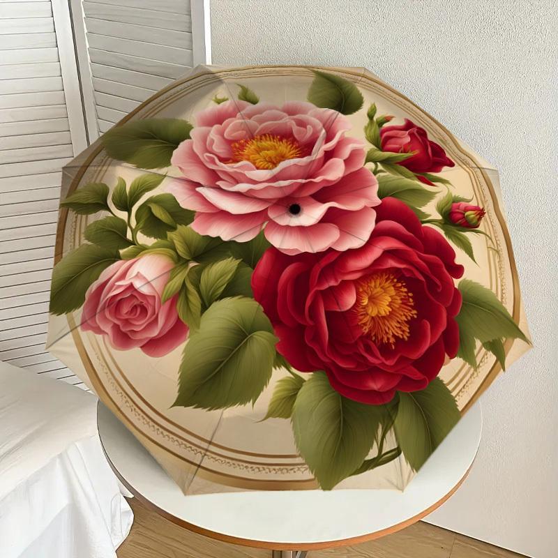 

1pc Vintage Floral Bouquet Umbrella with Plastic Handle,Suitable for All Seasons Home Travel Outdoor UmbrellaDD1252