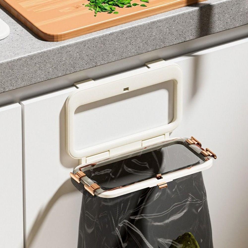 Plastic Folding Trash Bag Holder No-Drill Plastic Bag Holder Waste Bag Rack  for Kitchen