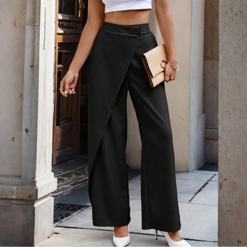 Damskie Modne Nieregularne Szyte Spodnie Garniturowe Casualowe Spodnie z Prostymi Nogawkami