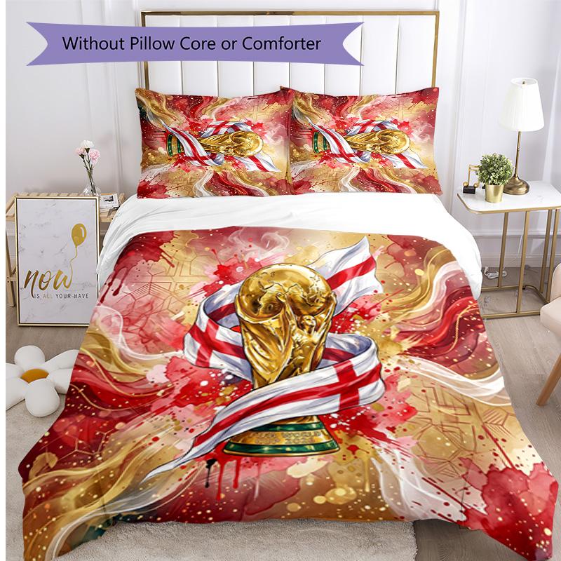 Set Biancheria da Letto Stampata Calcio Inghilterra 3 Pezzi Copriletto Traspirante Accogliente come Regalo per la Casa Nuova o per le Feste