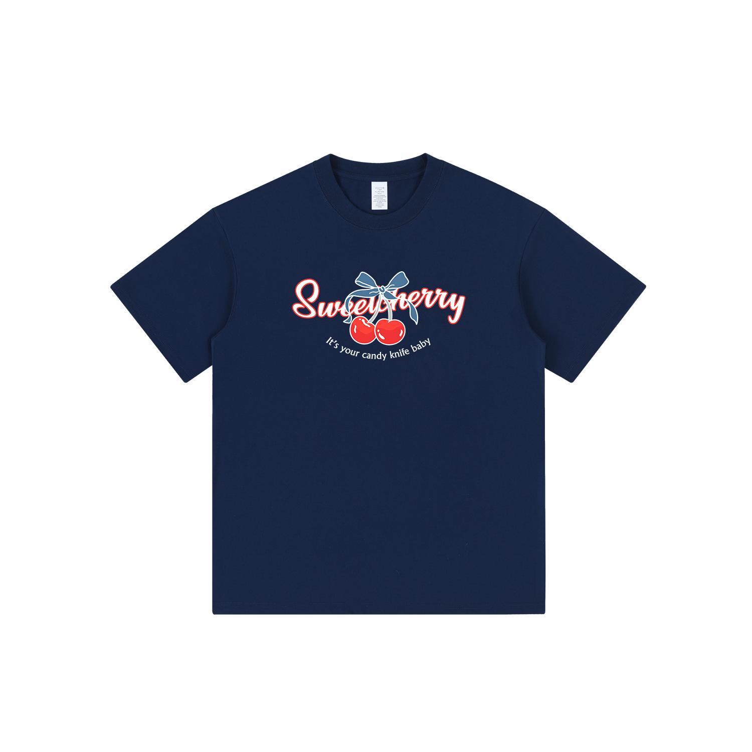 

Cherry Print Bestie Letter Korean Style Pure Cotton T-Shirt Extra Large