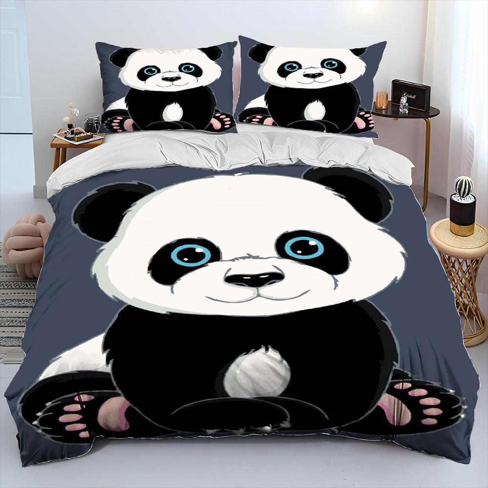 Panda Quilt Cover 2 Piece Set, Microfiber Quilt Cover Bedding Sets With Pillowcases For Kids Adult Comforter Cover Double