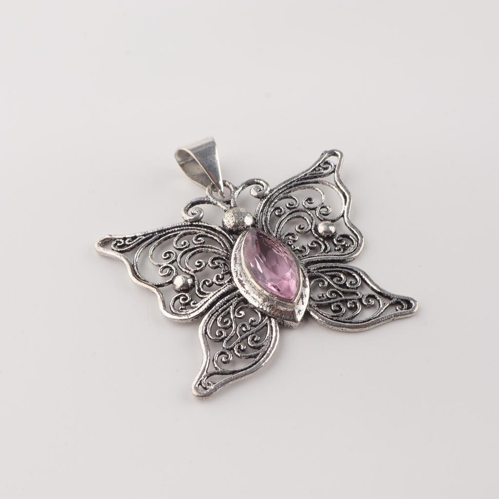 Natural Morganite Gemstone 925 Sterling Silver Jewelry Handmade Elegant Pendant 1.5" Gift For Wife CP-41-5