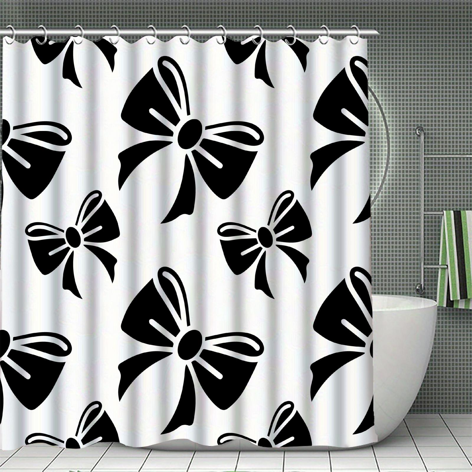 

3D Black Bow Curtains Cool Shower Curtain Set For Bathroom Modern Bath Rug Decor For Bathroom Shower Curtains Multi-Size Design W60H190(CM)-1 Pcs