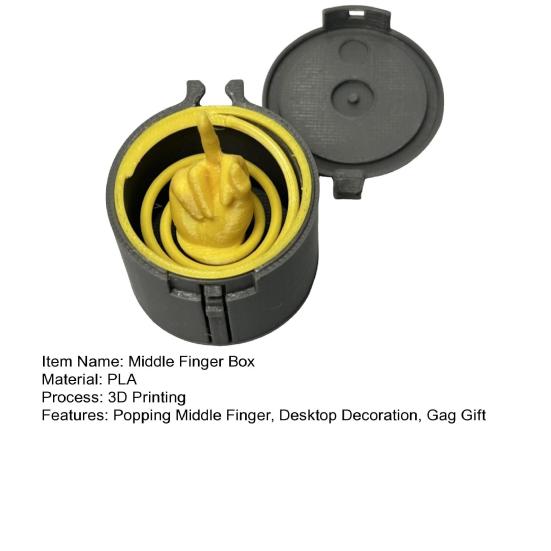 Yousheng 3D Printed Middle Finger Box Popping Middle Finger in A Case Desktop Decoration Teasing Friends Tricky Props Adults Gag Prank Gift