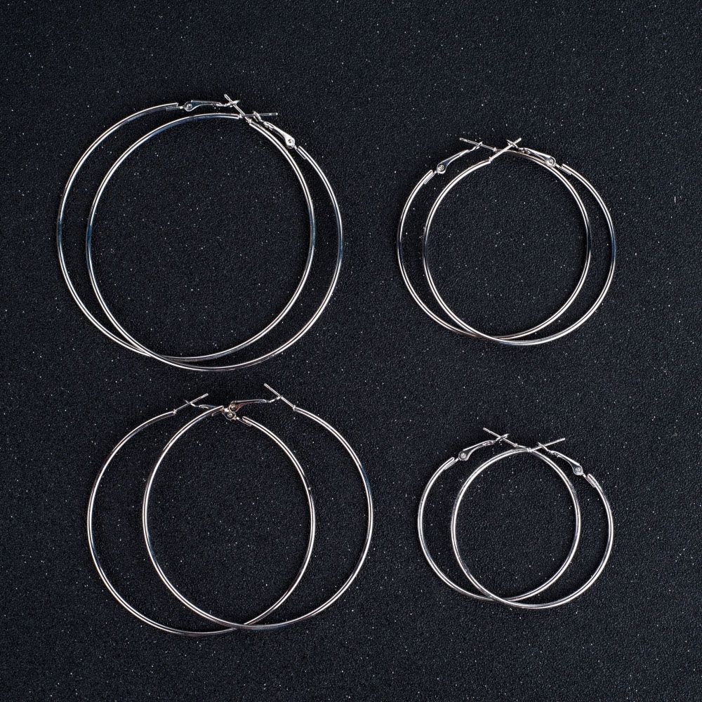 Geometric Metal Temperament Ring Punk Large Circle Ear Studs Hoop Earrings Fashion Jewelry