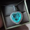 Jewelry Vintage Necklace Imitation Emerald Paraiba Heart 20 * 20 Large Pendant Necklace Female