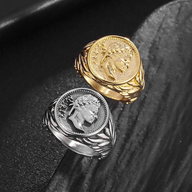 European and American Style Roman Empire Caesar The Great, Ring Retro Electroplating Coin Casting, Portrait Ring 2026