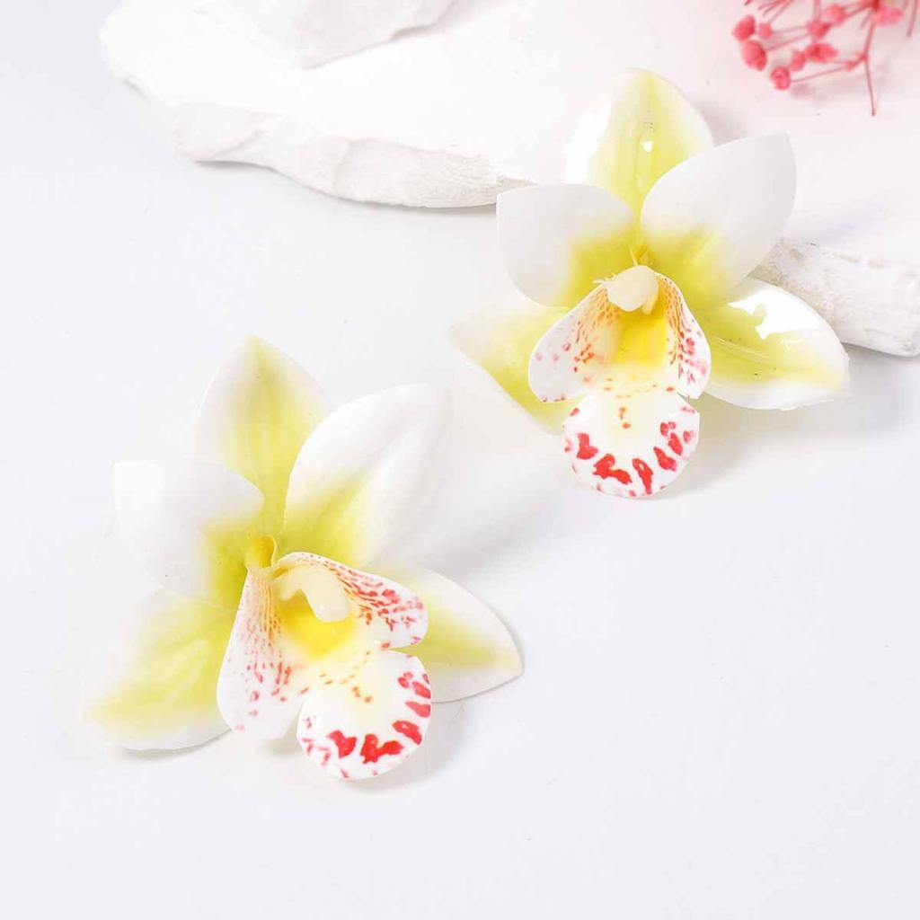 Bohemian exaggerated fashion simple dripping oil unique fabric flower stud earrings versatile vacation women