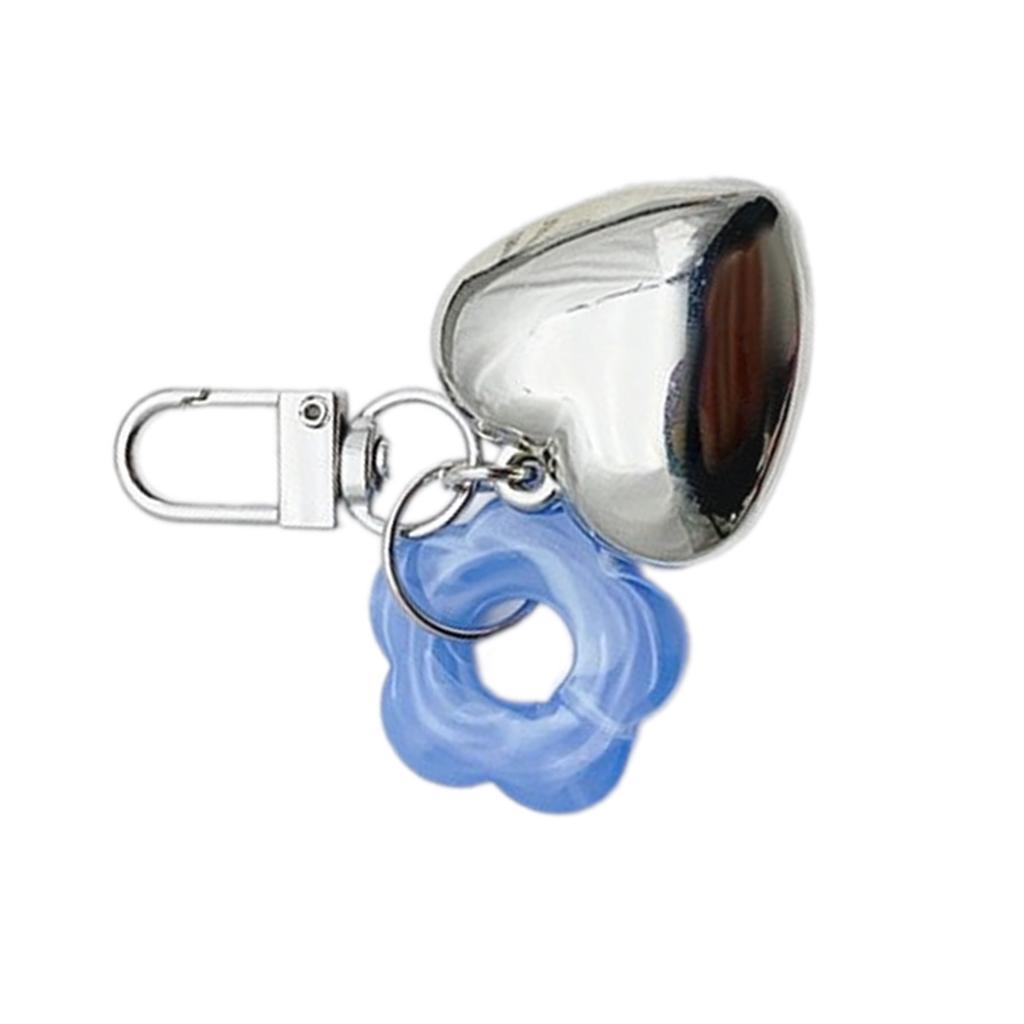 Exquisite Heart Keychain Stylish Heart Shaped Bag Pendant Acrylic Flower Keyring for Car Key Backpack Decoration