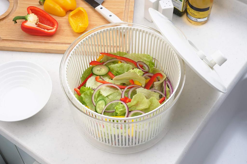 Yoshikawa Gemüseabtropfer, Salatschleuder, Knackiger Salat, Groß (260 mm Durchmesser x 225 mm Höhe), Hergestellt in Japan, Geschenkverpackung möglich, SP1195