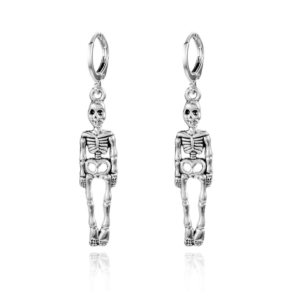 Skeleton Halloween Earrings Moon Skull Dangle Earrings Exaggerated Ghost Ear Studs  Unisex