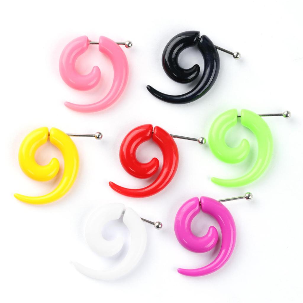 Colorful Acrylic Snail Ear Stretching Plugs 1.6-10mm Fake Cartilage Piercings