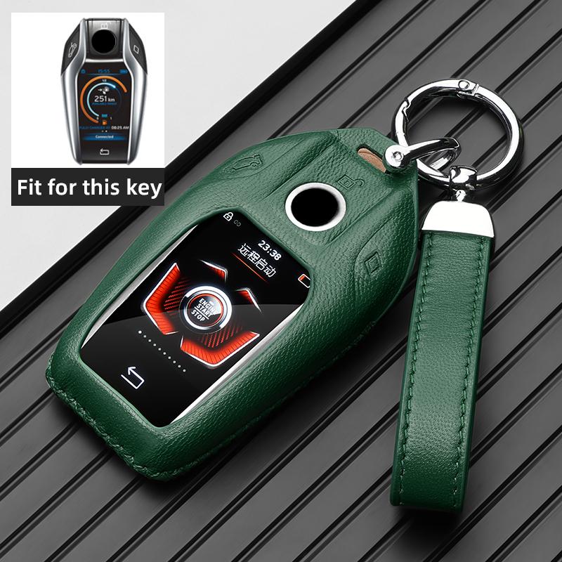 Leather Car Key Case LCD Smart Remote Cover LED Display Shell Fob for BMW G11 G12 G30 G31 G01 G02 5 7 Series X5 X7 M5 M8 M760Li
