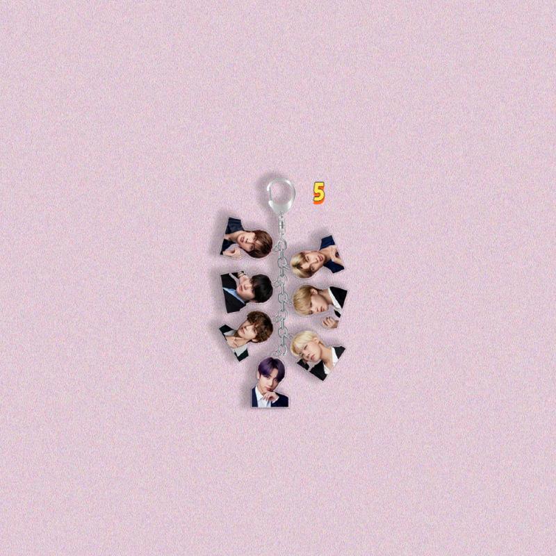 9pcs BTS Multi-Charm Keychain, Bangtan Boys Member Photo/Cartoon Figure Chain Keyring, Kpop ARMY Fans Bag Charm