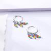 925 Silver Colorful Feathers Drop Earrings Dream Catcher Bohemia Asymmetry Dangle Earrings Original Wedding Jewelry For Women