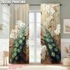 2pcs, Minimalist Curtains 2D Plane Printing Peacock and Flowers Polyester (without Rod) Room Decor Ldeal for Kitchen Living Room