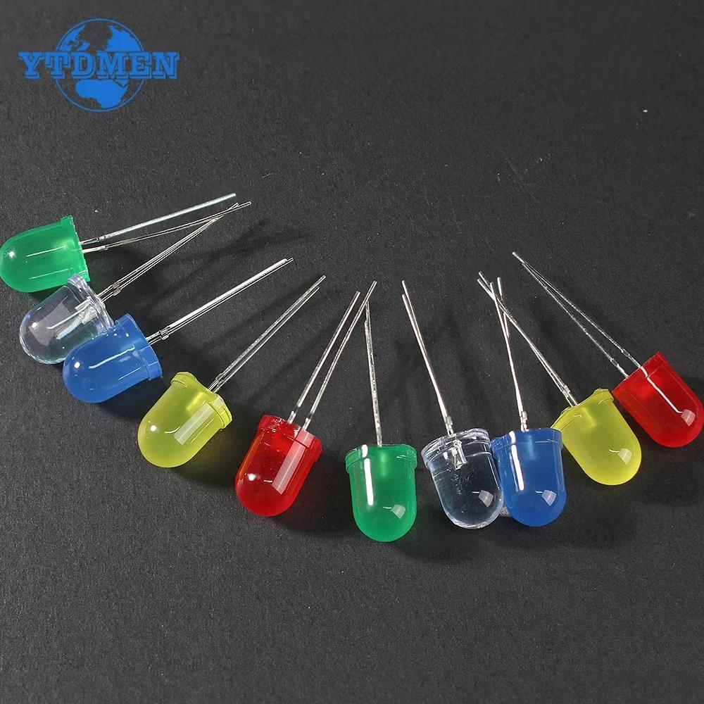 50PCS LED Diode Assorted Kit 8MM 10MM Multi Color DIY LED Light Emitting Diodes F8 F10 Red Green Blue Yellow White