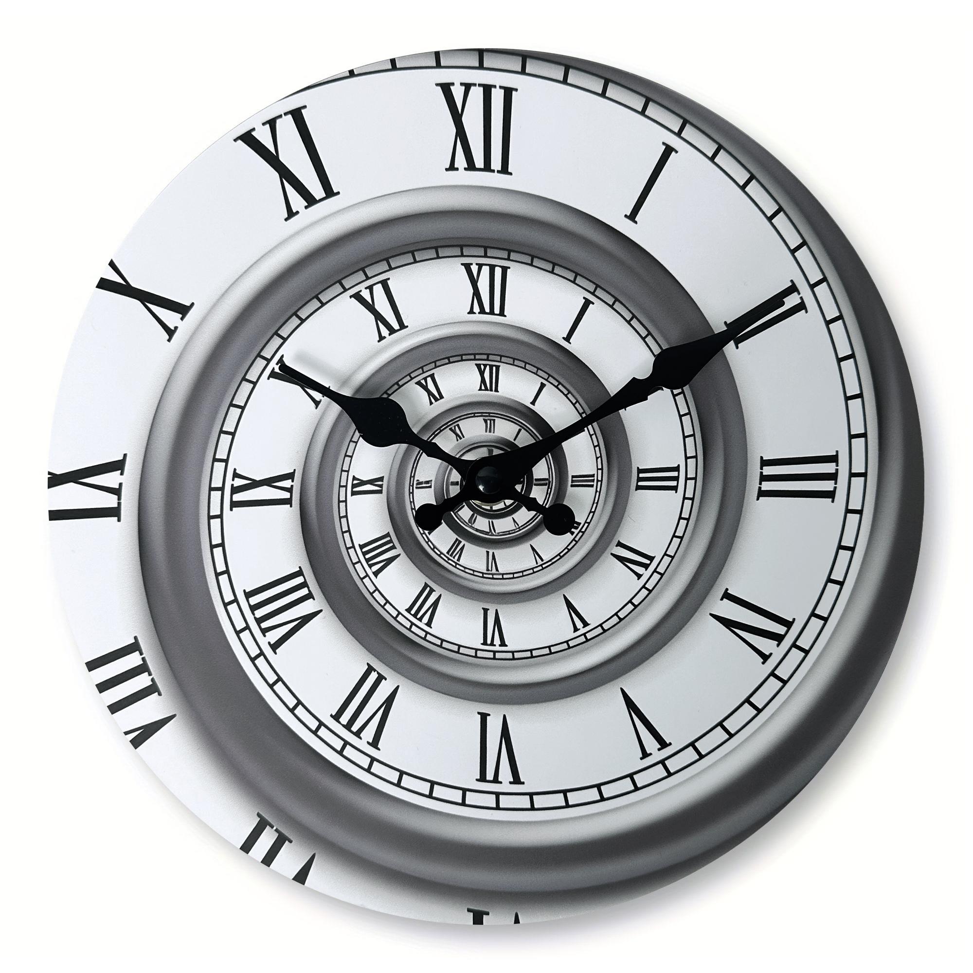 

Surreal Art Wall Clock, Silent Non-Ticking, Spiral Roman Numeral Design, Battery Operated for Home (as the picture,10 inch)