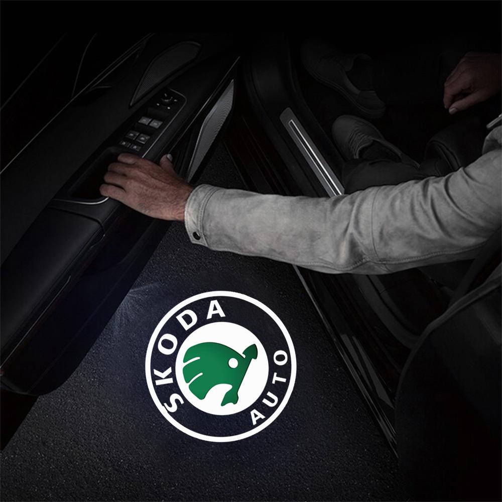 1/2pcs For Skoda Kodiaq Fabia Kamiq Karoq Octavia 3 A5 A7 Rapid Scala Kami Car LED Door Welcome Light Laser Projector Logo Lamp