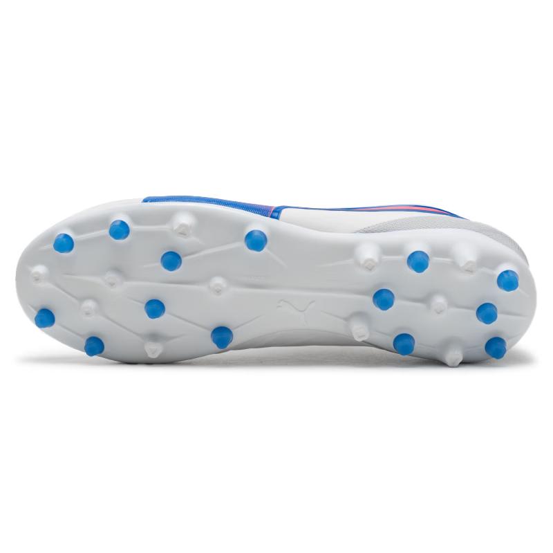 Puma King Match Comfortable Versatile Mg (Rubber Short Studs) Artificial Grass Soccer Shoes Men Soccer Shoes White Blue 107878-02