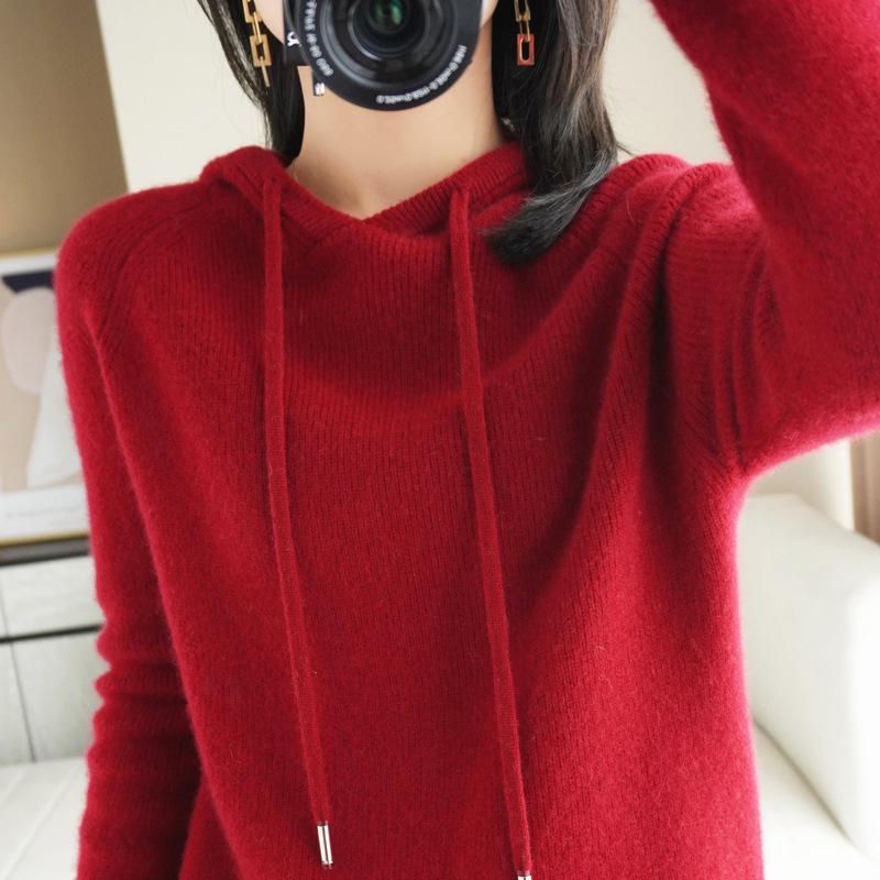 2024 Autumn/Winter Women's Wool Hooded Knit Sweater - Loose, Thick, and Easy To Match