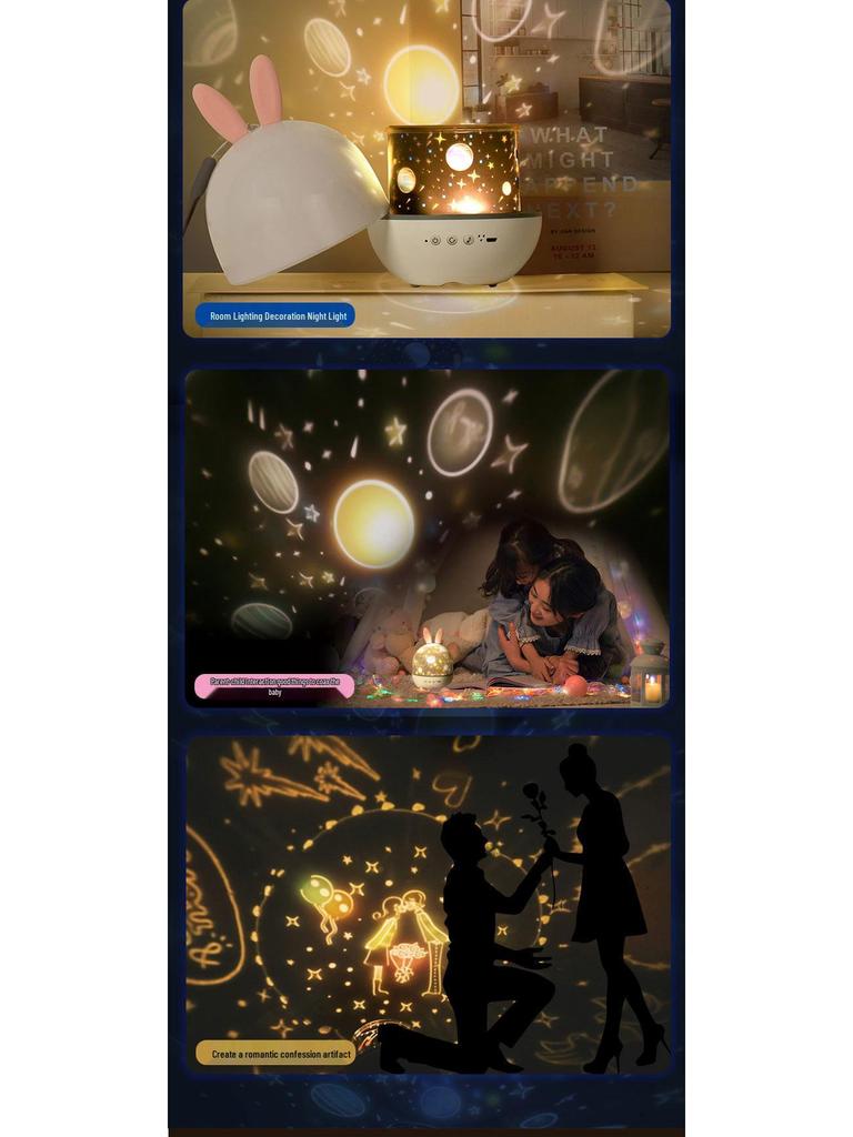 Elf LED Rechargeable Rotating Projection Lamp: Creative Children's Night Light & Music Box with Remote Control