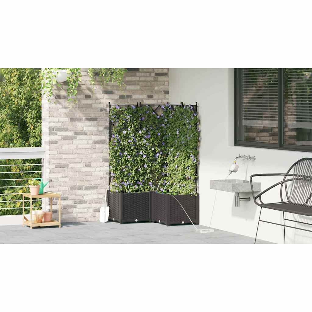Garden Planter Set 3 Pcs Black 80 X 80 X 142 Cm Plastic