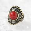 Retro Distressed Red Gemstone Ring: Trendy, Versatile Niche Design