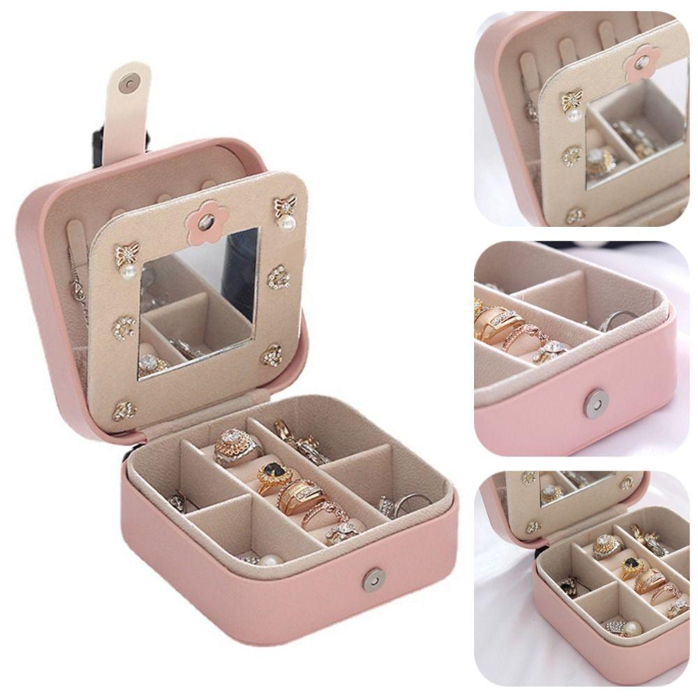 PU Jewelry Storage Box Dustproof Trinkets Storage Organizer  For Home/Travel/Outdoor