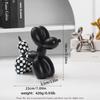 Notakia Black and White Checkered Racing Car Pattern Balloon Dog Statue Crafts Living Room Desktop Decorations,Handmade Modern Small Shelf Decor